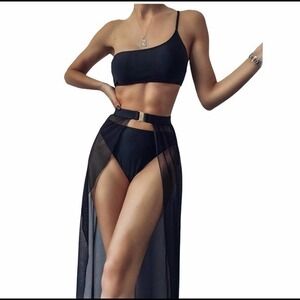3 Piece Black Swimwear Set